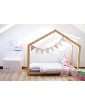 Łóżko drewniane Domek Mila dla dzieci